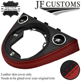 D RED & BLACK LEATHER AUTOMATIC GEAR SURROUND COVER FOR FIAT 500 2007-2020