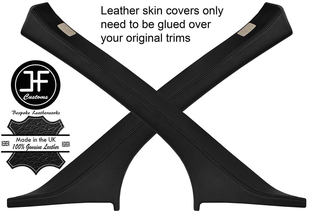 BLACK STITCH 2X A POST PILLAR REAL LEATHER COVERS FITS VOLVO XC60 2008-2017