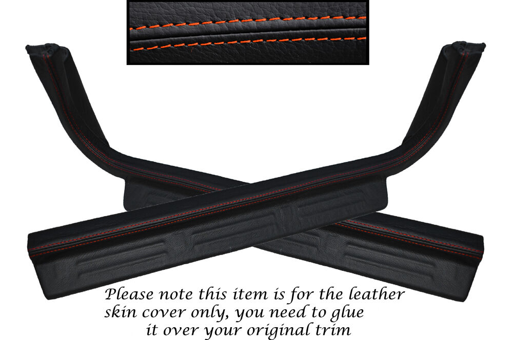 ORANGE STITCH 2X DOOR SILL TRIM SKIN COVERS FITS SUBARU IMPREZA WRX STI 93-00