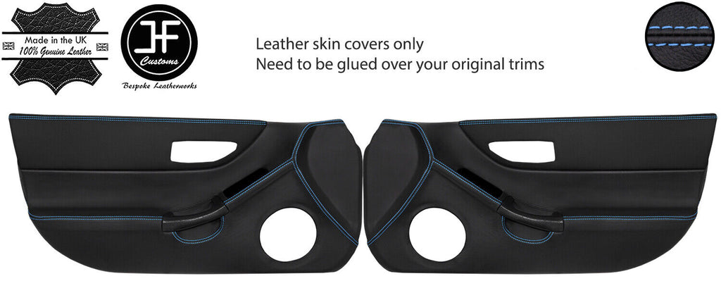 BLUE STITCH 2X FULL DOOR CARD REAL LEATHER COVERS FITS HONDA CRX DEL SOL 92-97