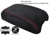 RED STITCHING REAL SUEDE ARMREST LID COVER FITS MITSUBISHI ASX 2010-2017