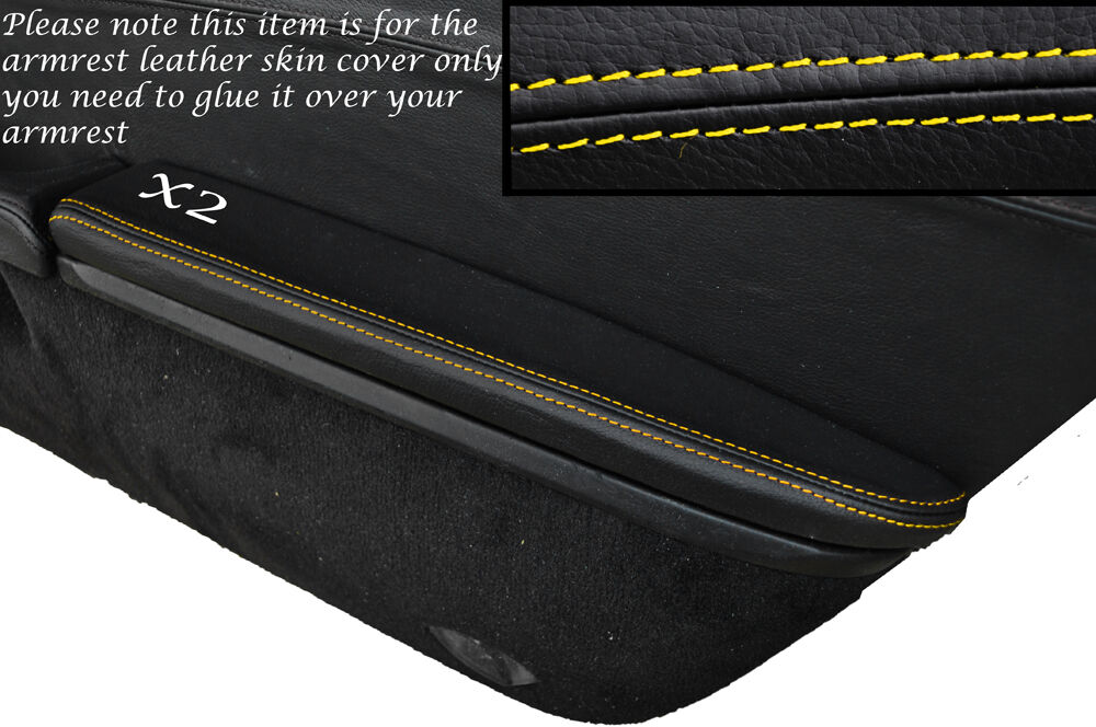 YELLOW STITCH 2X DOOR ARMREST SKIN COVER FITS PORSCHE BOXSTER 987 & CAYMAN 05-12