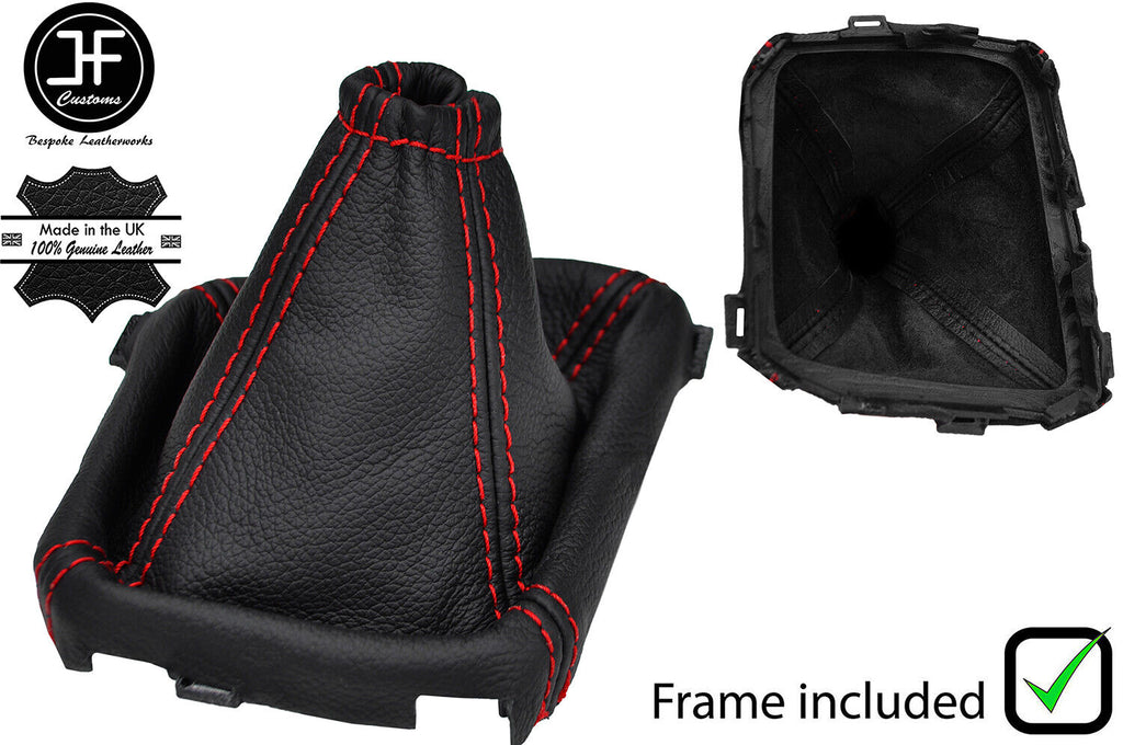 RED STITCH LEATHER MANUAL GEAR GAITER+PLASTIC FRAME FOR TOYOTA C-HR CHR 16-19