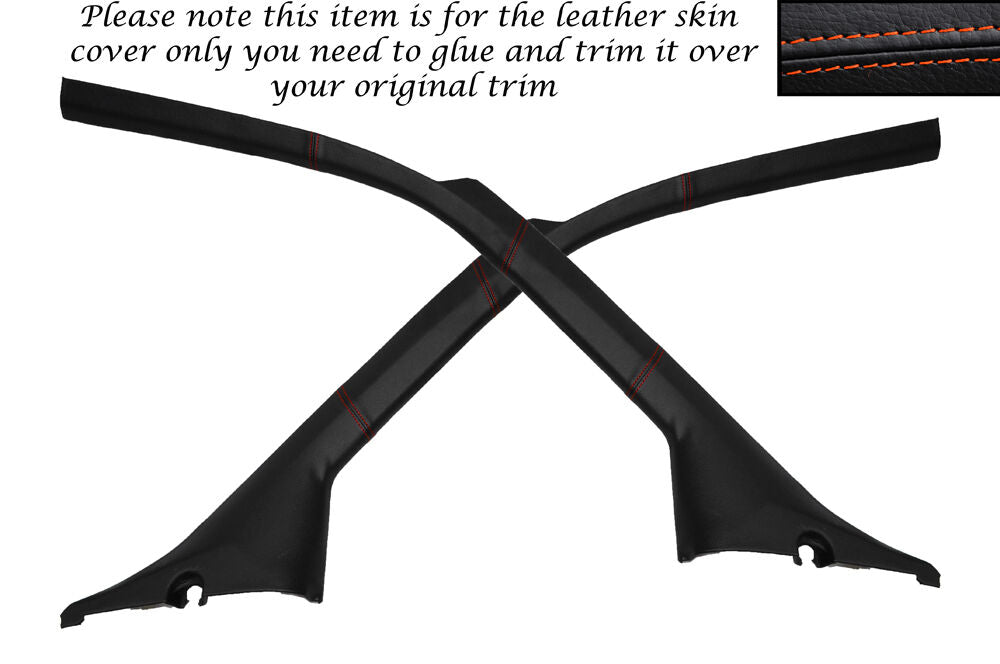 ORANGE STITCH 2X WINDSCREEN A PILLAR SKIN COVERS FITS MERCEDES VITO W638 96-03