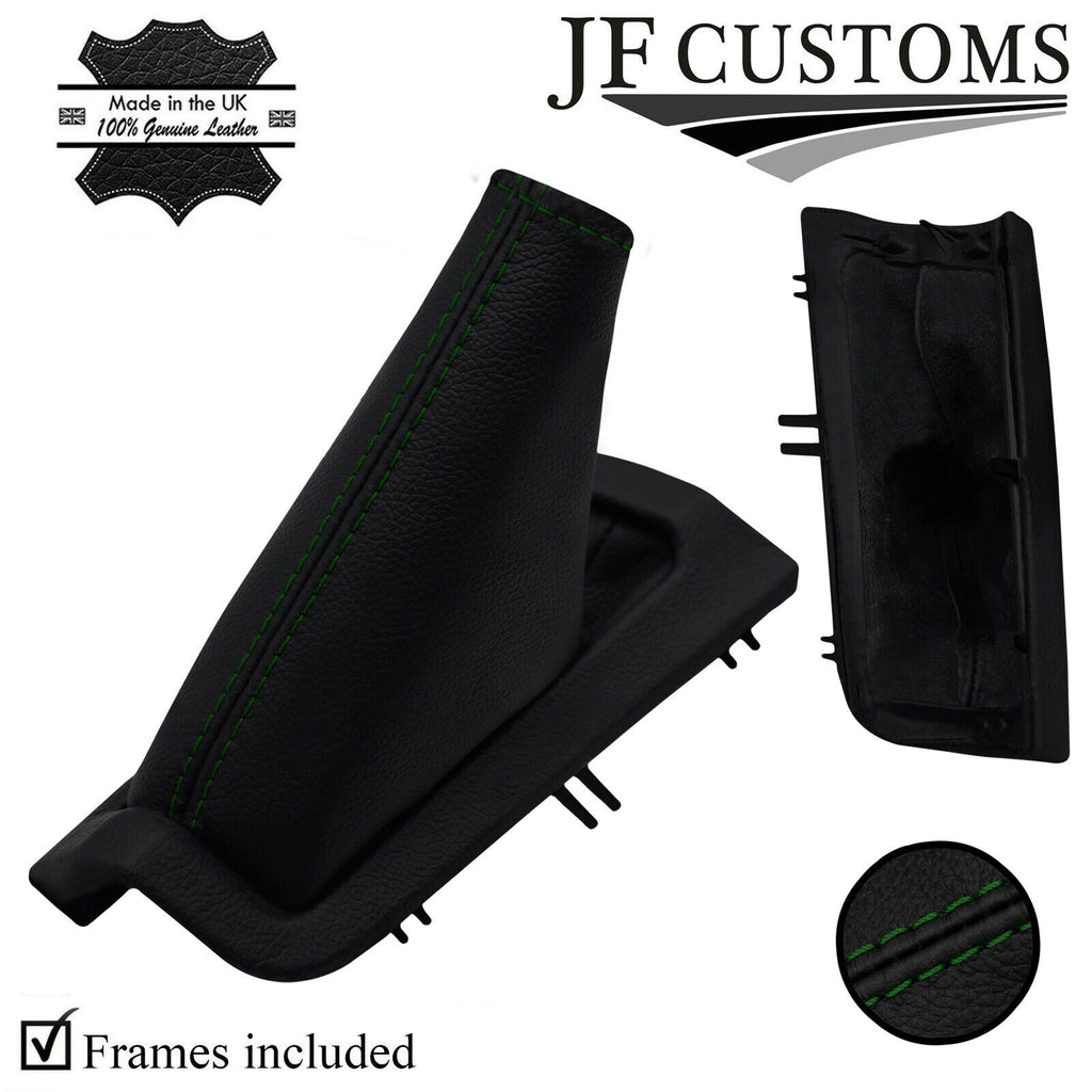 D GREEN STITCH ITALIAN LEATHER HANDBRAKE+SURROUND+FRAMES FOR VOLVO V70 01-04