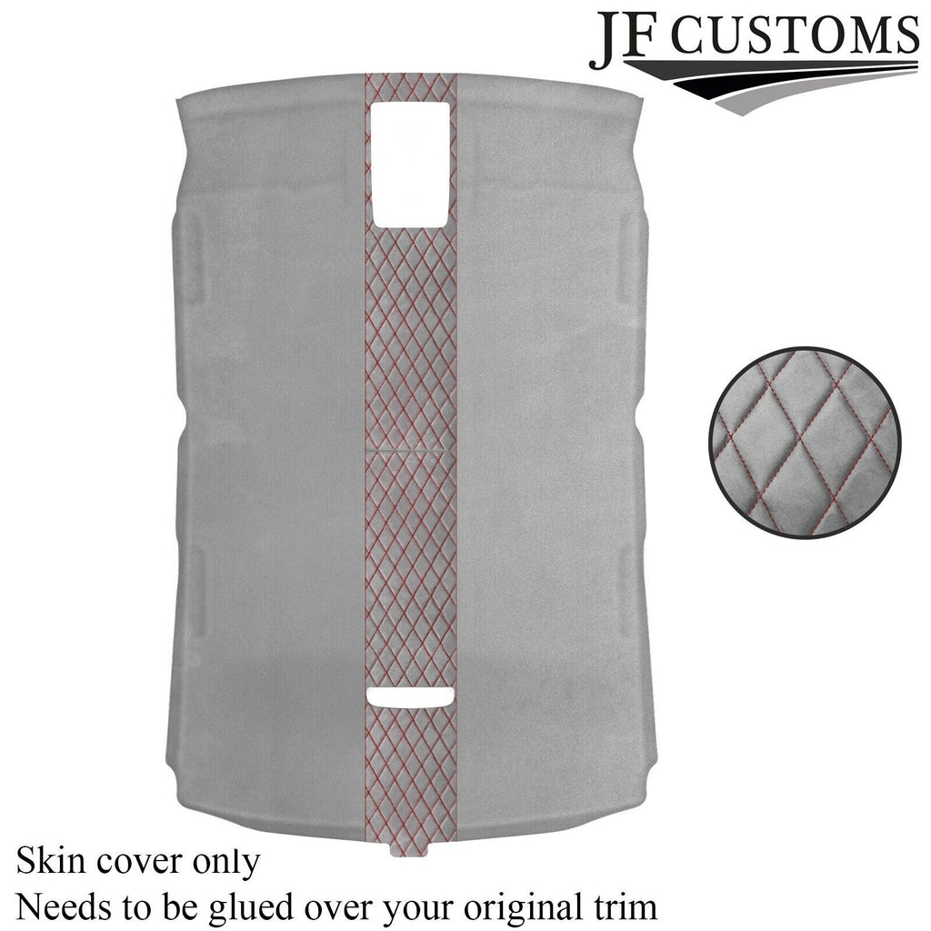 DSG2 D RED STITCH L GREY LUXE SUEDE HEADLINER COVER FOR AUDI A4 B7 04-09 SALOON