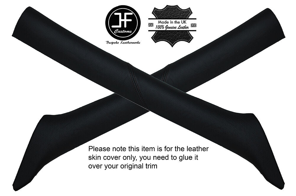 BLACK STITCHING 2X A POST PILLAR LEATHER COVERS FITS VW BORA 1998-2005