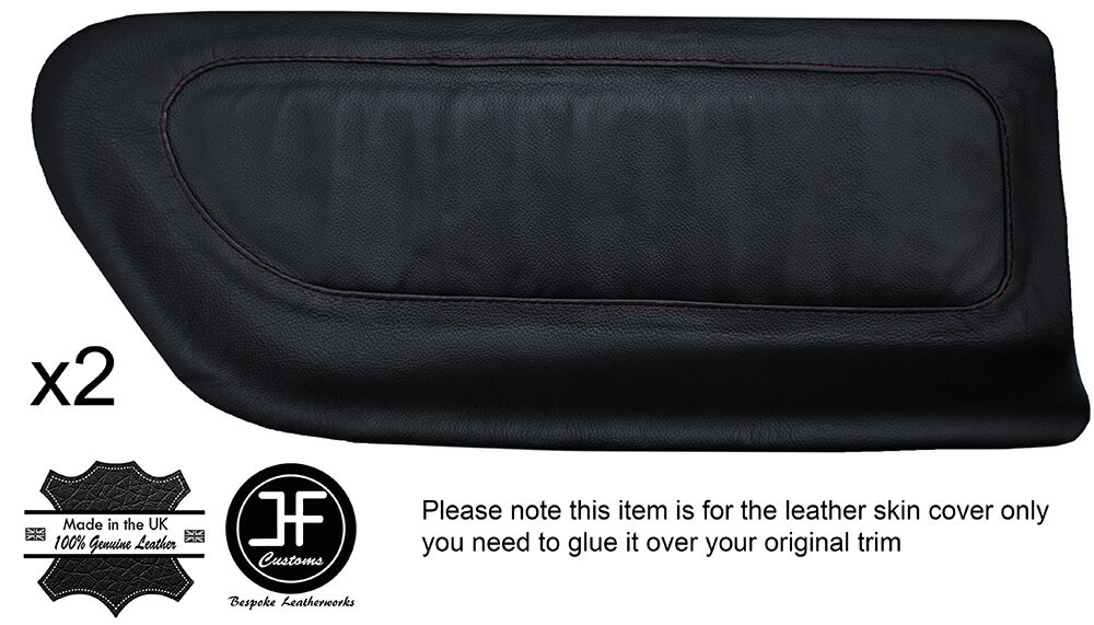 BLACK STITCH 2X REAR DOOR INSERT LEATHER COVERS FITS HONDA PRELUDE 1992-1996