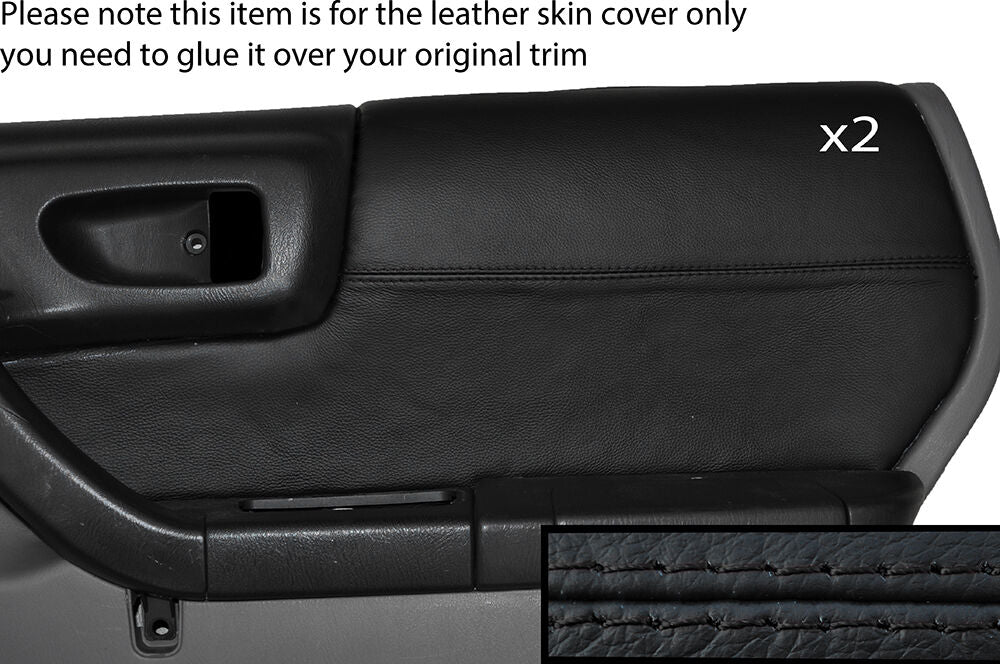 BLACK STITCH 2X REAR DOOR CARD TRIM SKIN COVERS FITS SUBARU FORESTER 97-02