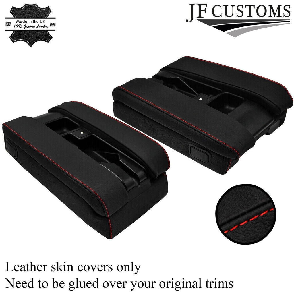 RED STITCH PHONE ARMREST PADS+BASE LEATHER COVERS FOR BMW E38 7 SERIES 94-01