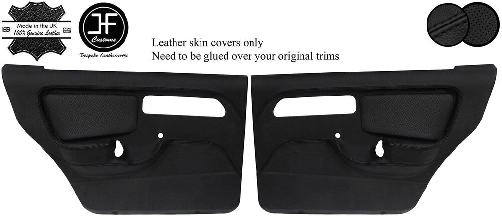 BLACK STITCH 2X REAR DOOR CARD LEATHER COVERS FOR FORD SIERRA RS COSWORTH JF1