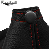 D RED STITCH LEATHER GEAR GAITER + PLASTIC FRAME FITS SUZUKI VITARA SZ-T 2021