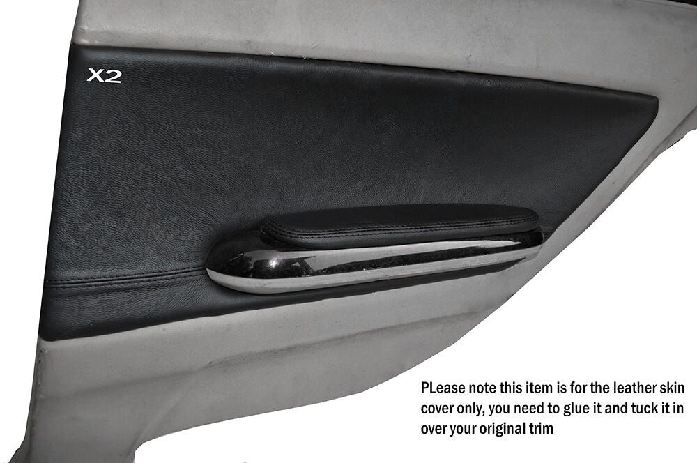 BLACK STITCH 2X REAR DOOR CARD TRIM LEATHER COVERS FITS BMW E46 COUPE 1998-2005
