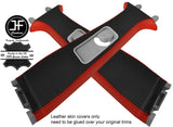 BLACK & RED 2 TONE LEATHER 2X UPPER B PILLAR  COVERS FITS DISCOVERY 4 09-16