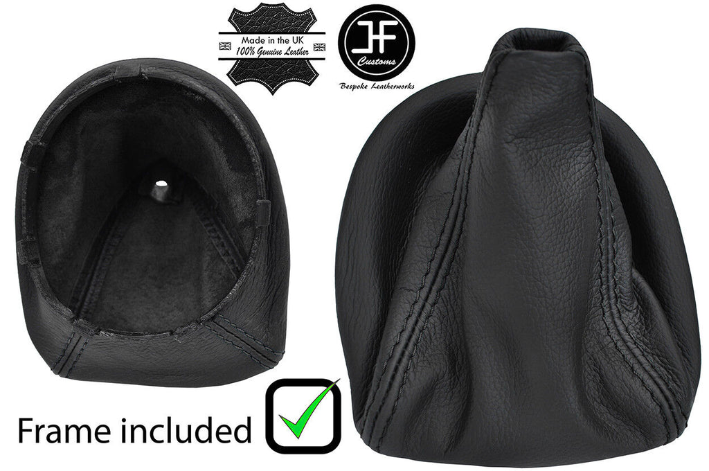 BLACK STITCH LEATHER GEAR GAITER + PLASTIC FRAME FOR MERCEDES VITO W638 96-03