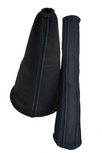 FITS CITROEN SAXO VTR VTS LEATHER 2x GAITERS L BLUE STITCH MADE IN UK