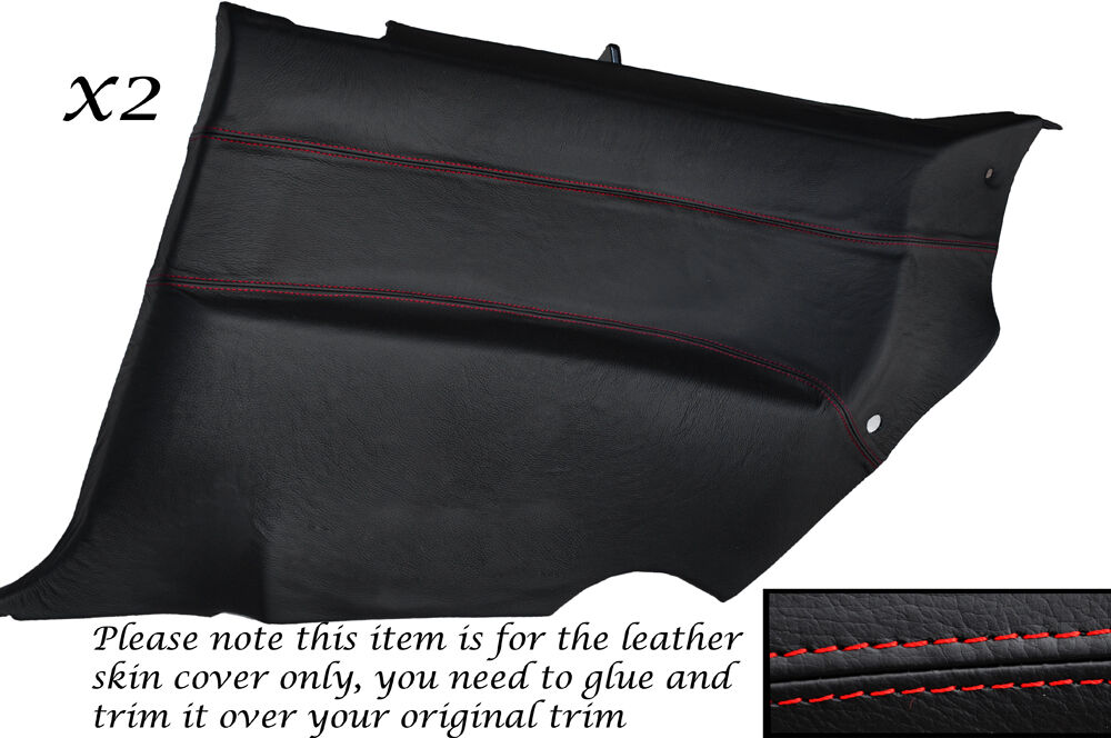 RED STITCH 2X REAR DOOR CARDS LEATHER COVERS FITS NISSAN S14 200SX 94-99