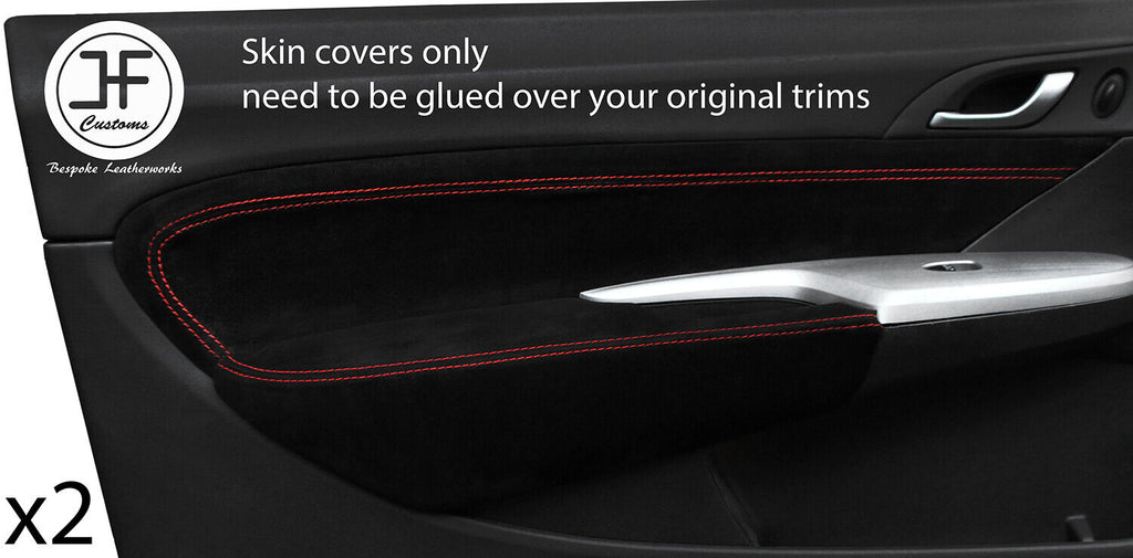 RED STICH 2X DOOR CARD &ARMREST TRIM SUEDE COVER FOR HONDA CIVIC TYPE R 06-12