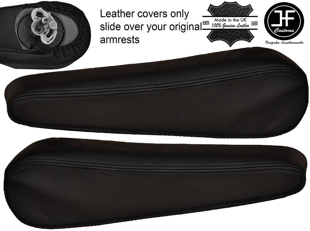 BLACK STITCHING 2X SEAT ARMREST LEATHER COVERS FITS RENAULT MASTER 2003-2010