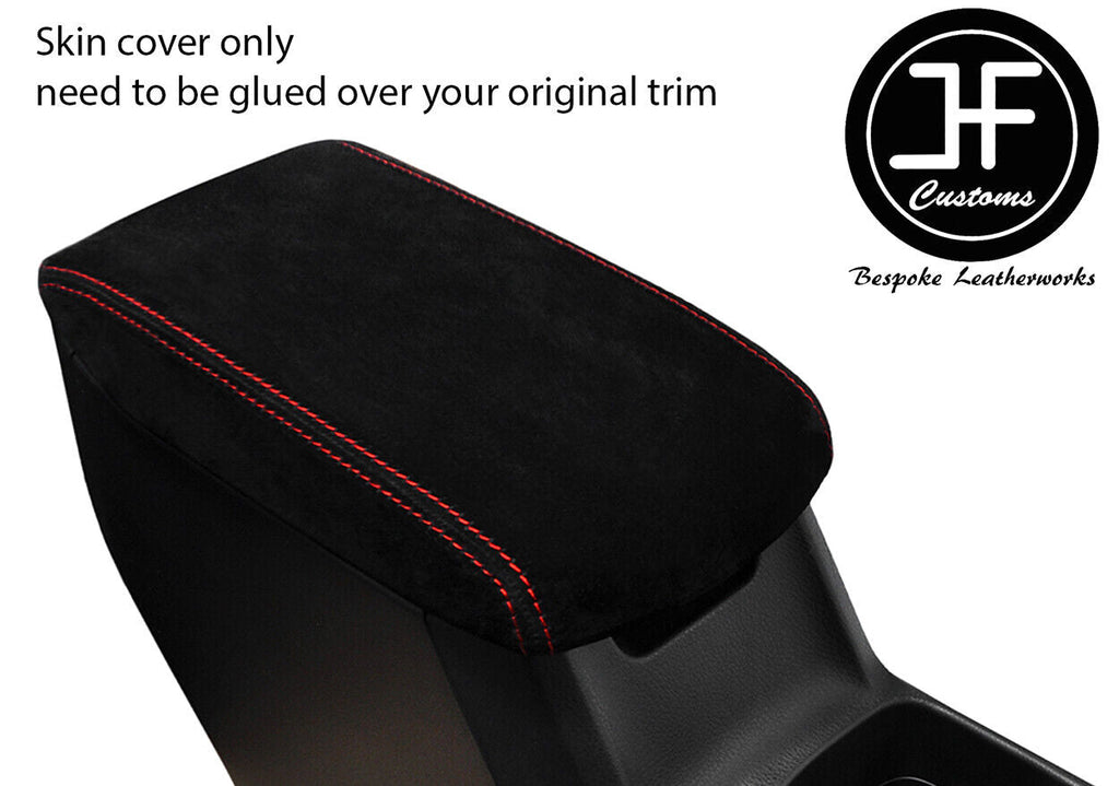 RED STITCH SUEDE ARMREST COVER FITS TOYOTA RAV 4 2013-2018 CUSTOM NEW MADE IN UK