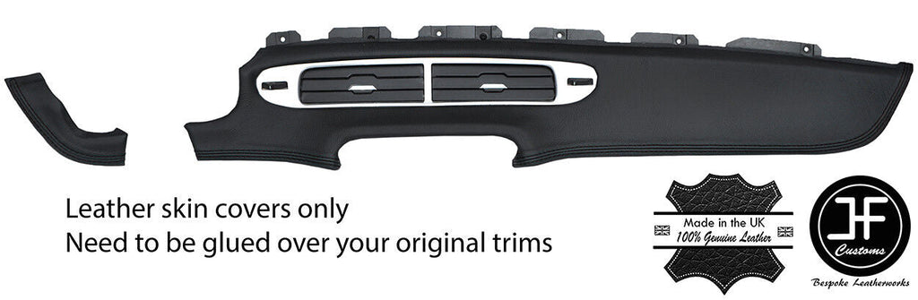 BLACK STITCH DASH VENTS TRIM REAL LEATHER COVER FITS CAMARO 2012-2015 STYLE 2
