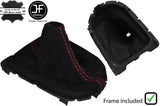 RED STITCH SUEDE MANUAL GEAR GAITER WITH PLASTIC FRAME FOR FORD MUSTANG 15-19