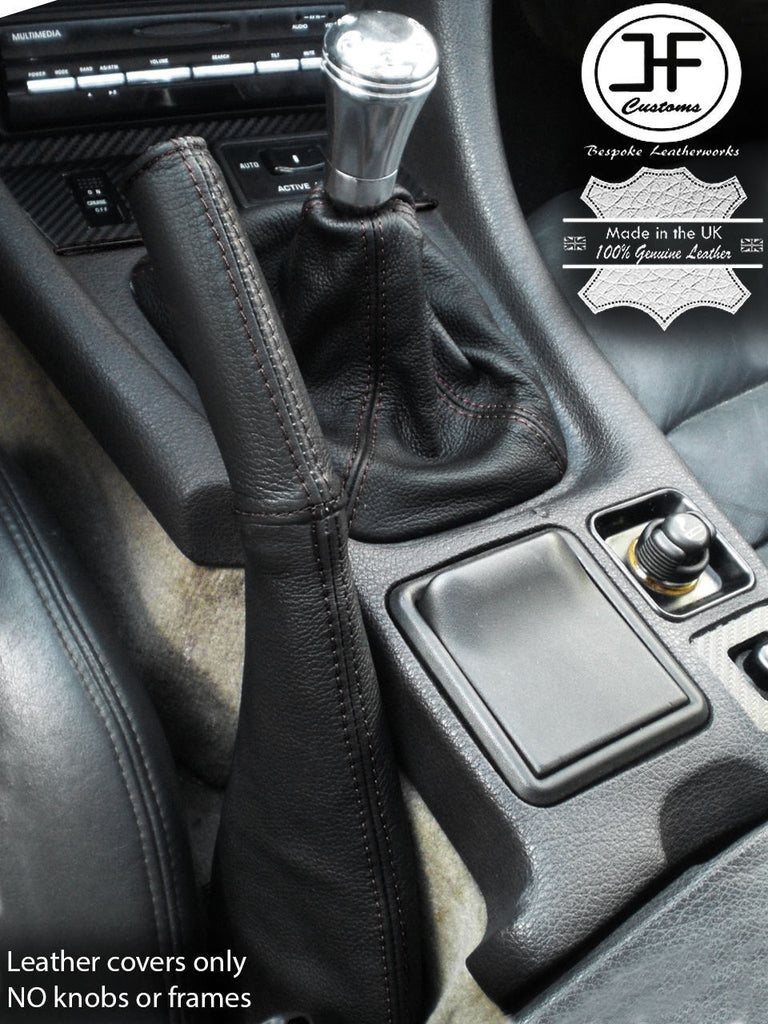 BLACK STITCH LEATHER GEAR FULL HANDBRAKE GAITER FOR MITSUBISHI GTO 3000GT 90-01