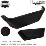 DARK RED STITCH DOOR POCKET TRIM LEATHER COVER FITS FORD TRANSIT MK7 06-14