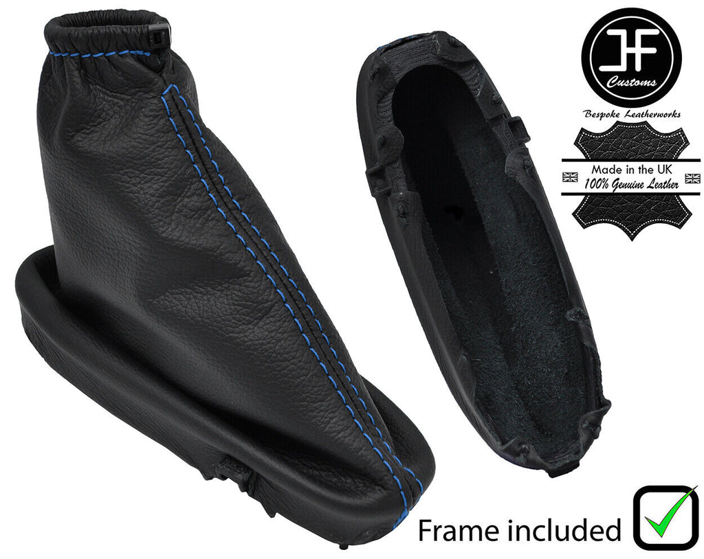 BLUE STITCH LEATHER HANDBRAKE GAITER+PLASTIC FRAME FOR FORD KA MK1 1996-2008