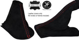 RED STITCH SUEDE AUTOMATIC AUTO GEAR & HANDBRAKE SET FITS FORD MUSTANG 15-17