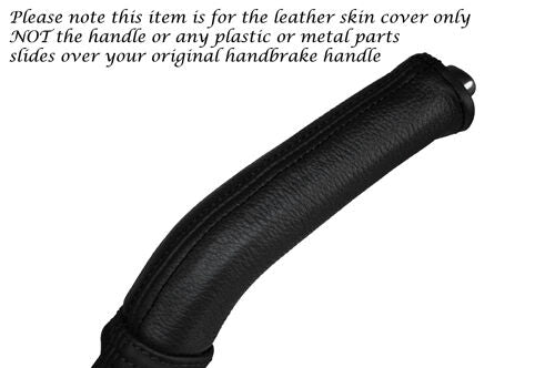 BLACK STITCHING LEATHER HANDBRAKE HANDLE SKIN COVER FITS VOLVO V40 2012-2014