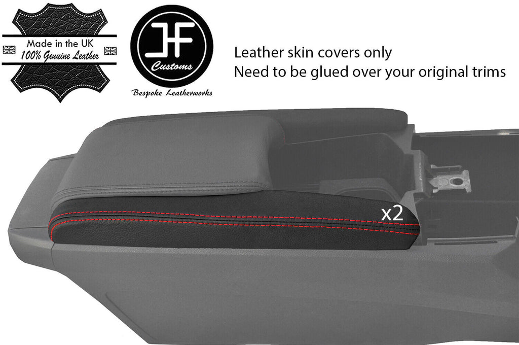 RED STITCH 2X CONSOLE SIDE TRIM LEATHER COVER FITS HONDA CIVIC MK10 2017-2019