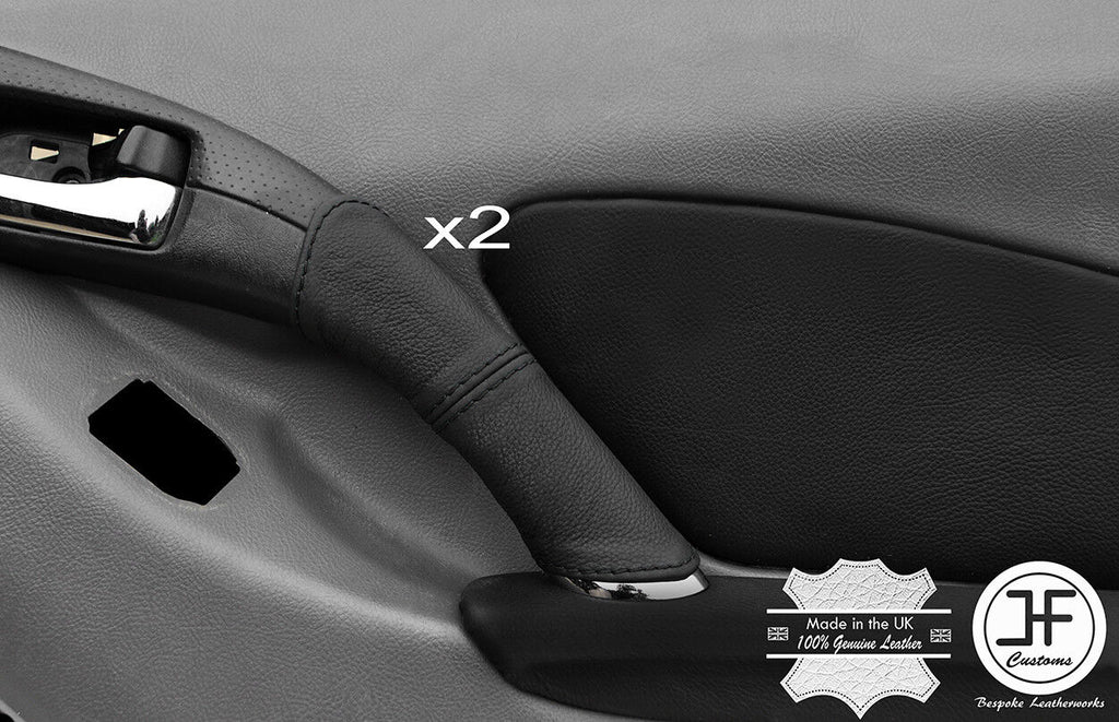 BLACK STITCH 2X FRONT DOOR HANDLE LEATHER COVERS FITS TOYOTA CELICA MK7 99-05