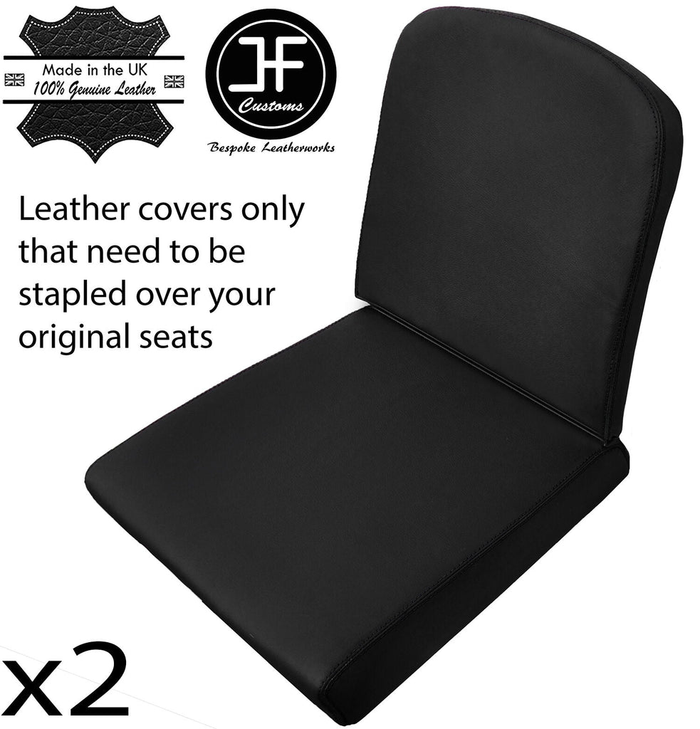 BLACK STITCH 2X REAR SEAT LEATHER COVERS FITS DEFENDER 90 110 1983-06 STYLE 2