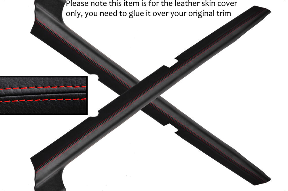 RED STITCH 2X DOOR SILL SKIN COVERS FITS FORD ESCORT MK3 MK4 XR3I RS TURBO