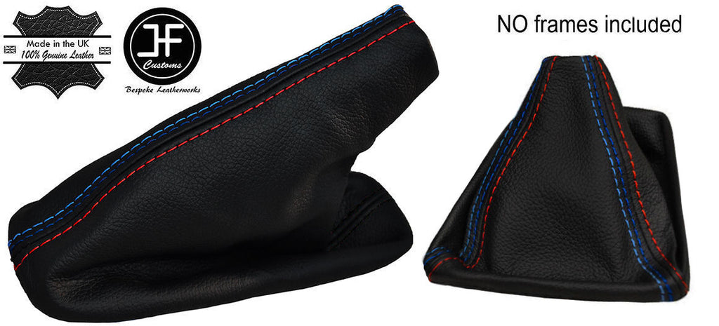 BLACK & TRI STITCH REAL LEATHER GEAR & HANDBRAKE GAITER FITS BMW F20 F21 11-15