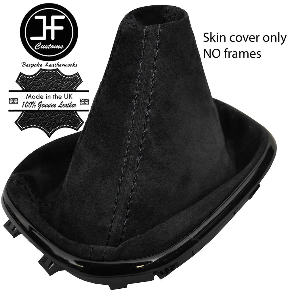 BLACK STITCHING REAL SUEDE MANUAL GEAR GAITER FITS VAUXHALL VIVA 2015-2018