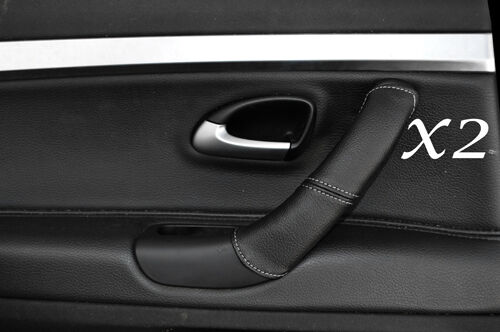 GREY STITCHING FITS SAAB 9-3 2004-2011 2X LEATHER REAR DOOR HANDLE COVERS