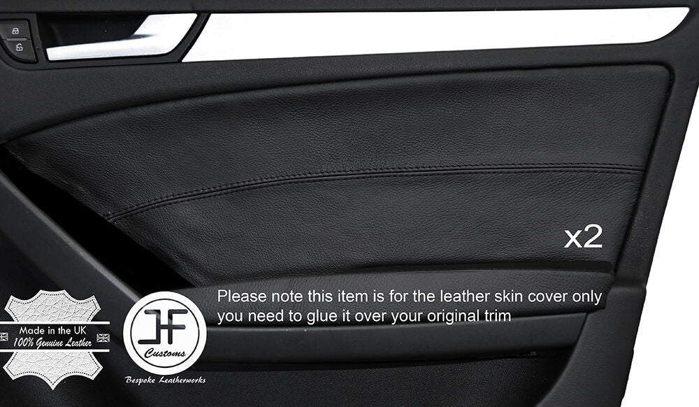 BLACK STICH 2X FRONT DOOR CARD TRIM LEATHER COVER FITS AUDI A5 SPORTBACK 4 DOOR
