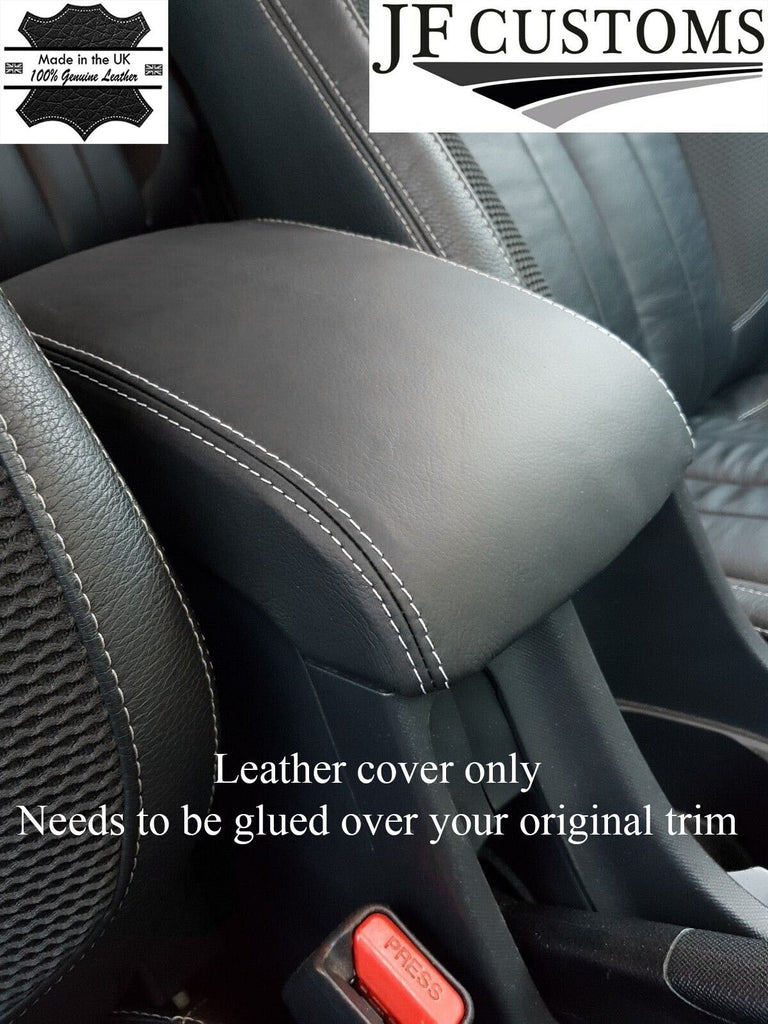 WHITE STITCH ARMREST LID REAL LEATHER COVER FITS ISUZU D MAX D-MAX 2012-2017
