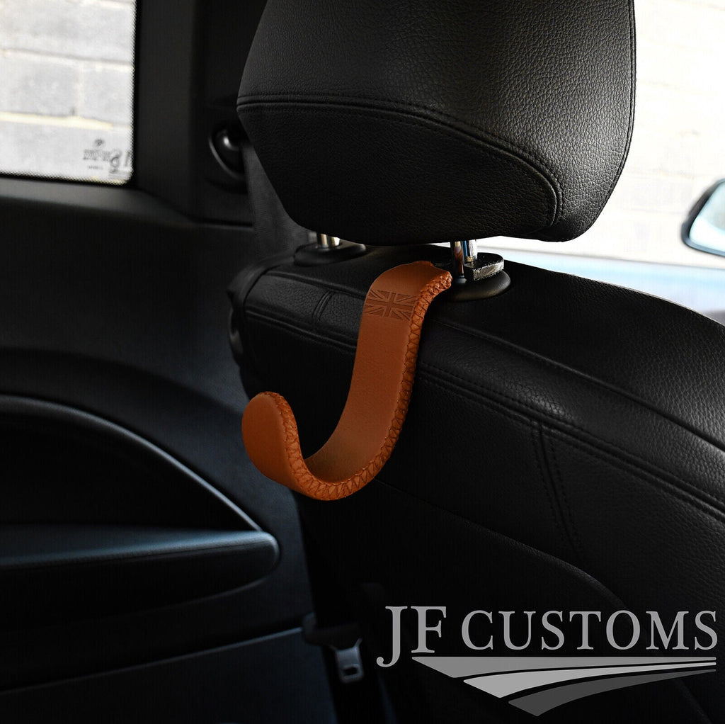 ORANGE EMBOSSED LEATHER PLASTIC HEADREST HOOK HANGER FOR BMW F22 F23 13-18