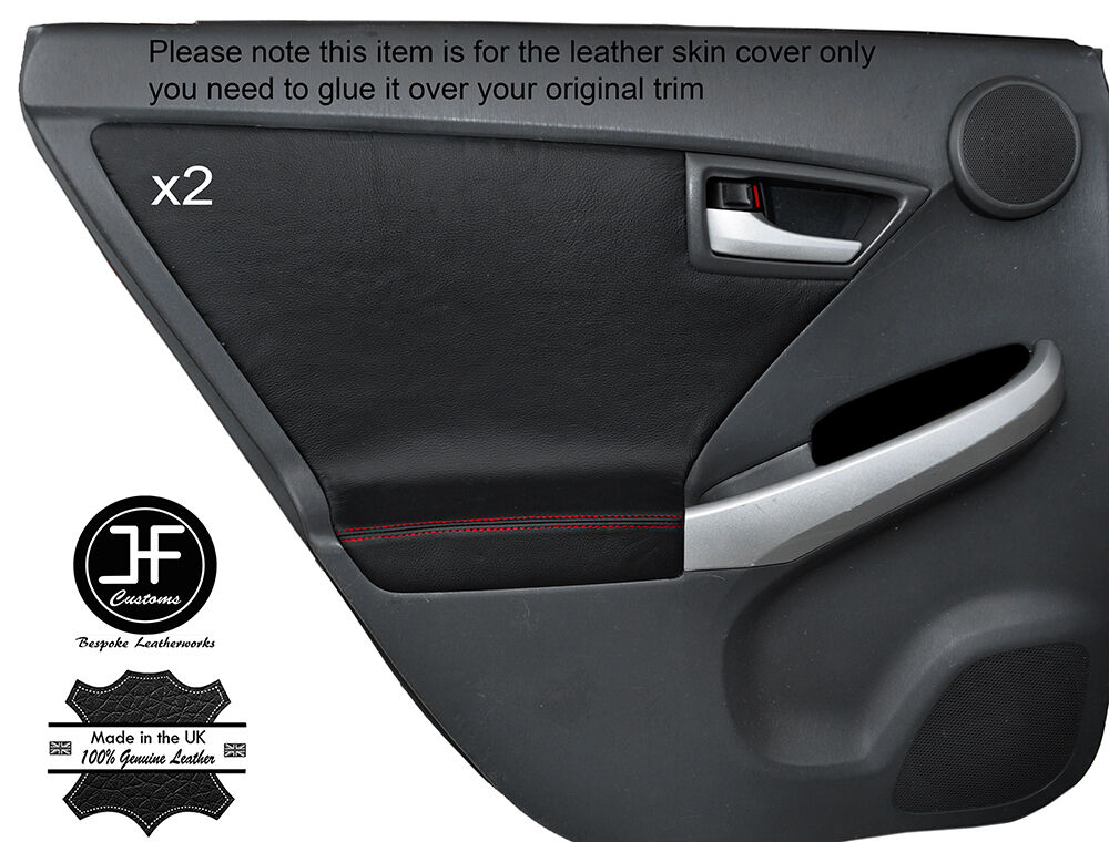 RED STITCHING 2X REAR DOOR CARD TRIM COVERS FITS TOYOTA PRIUS 2010-2015