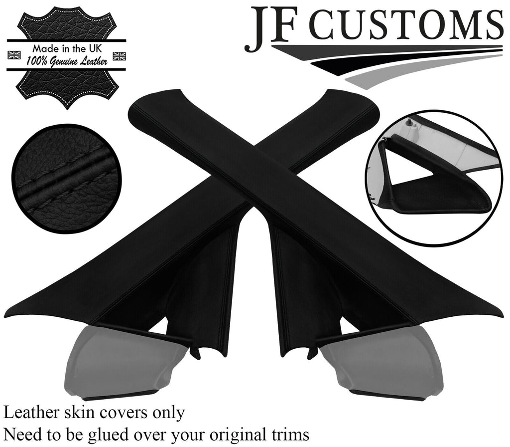 BLACK STITCH ITALIAN LEATHER 2X A PILLAR COVER FOR MERCEDES VITO VIANO 14-21