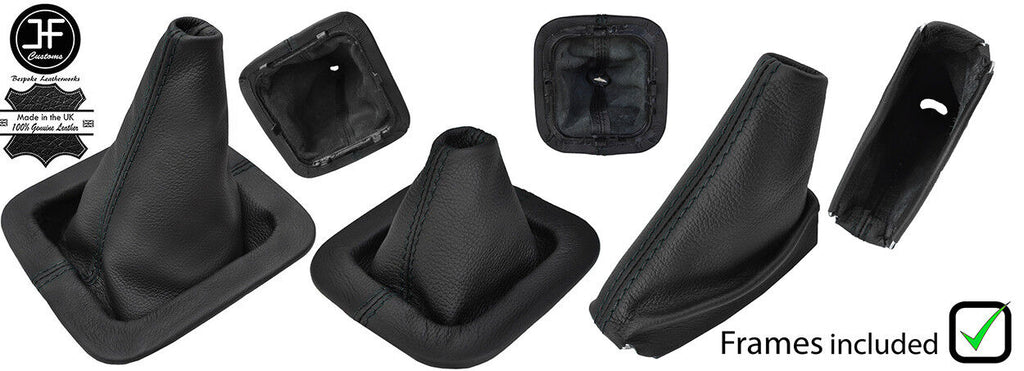 BLACK STITCH 3X GAITER LEATHER SET WITH FRAMES FOR LAND ROVER DISCOVERY MK1 MK2
