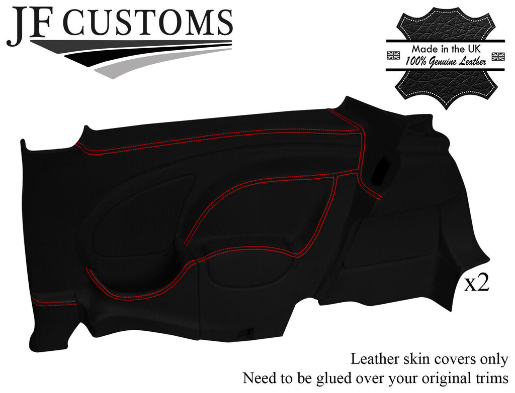 RED STITCH LEATHER 2X REAR DOOR CARD COVERS FOR BMW MINI R50 R52 R53 01-06