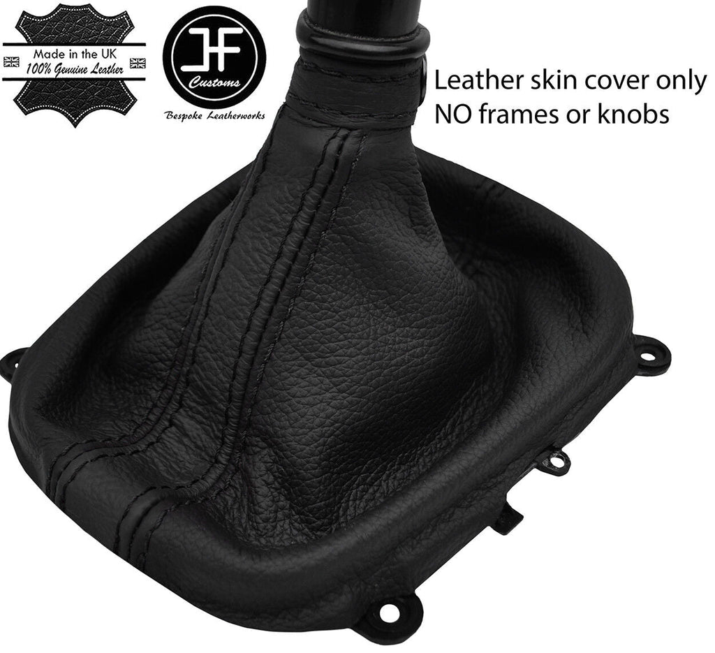 BLACK & BLACK STRIPE REAL LEATHER MANUAL GEAR GAITER FITS HYUNDAI i30 2007-2011