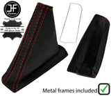 RED STITCH LEATHER HANDBRAKE GAITER+METAL FRAME FOR NISSAN SKYLINE R32 89-93