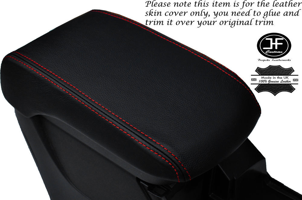RED STITCH ARMREST LID LEATHER COVER FOR MITSUBISHI LANCER EVO 10 X 08-16