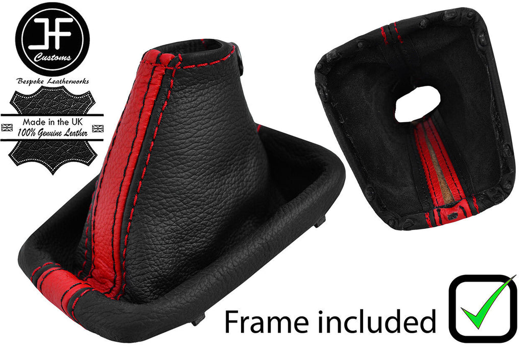 BLACK & RED STRIPE LEATHER GEAR GAITER+PLASTIC FRAME FITS NISSAN S15 99-03