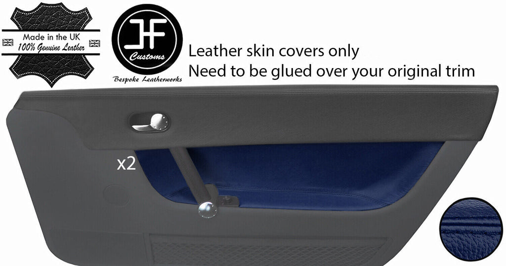 DARK BLUE REAL LEATHER 2X DOOR CARD TRIM COVERS FITS AUDI TT MK1 1998-2006